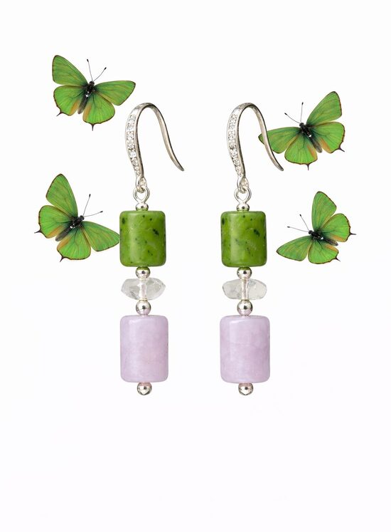 Dabīgo akmeņu auskari "Zaļā tauriņa kolekcija"